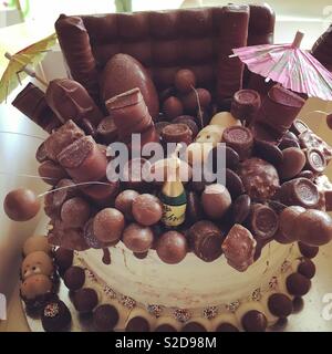 Chocolate birthday cake Stock Photo