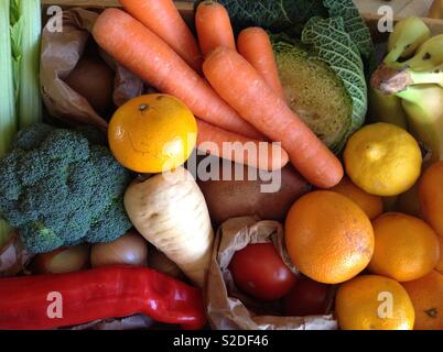 Fruit and veg box for two Stock Photo