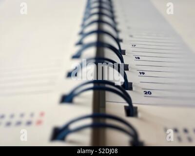 Close up of a spiral diary agenda Stock Photo
