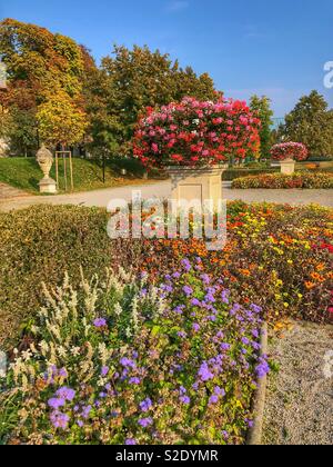 Beautiful gardens of the Grassalkovich Palace, Slovakia’s Parliament. Stock Photo