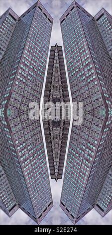 An abstract digital artwork created from an image of the Alcoa Building and the USX Tower in Pittsburgh Pennsylvania Stock Photo