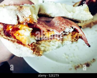 Egg and bacon sandwich Stock Photo