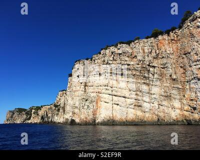 The famous cliffs on Telascica national park on Dugi Island in Croatia Stock Photo