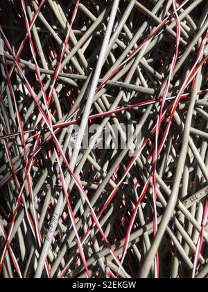 Wire mesh in an old telecom provider relay station Stock Photo