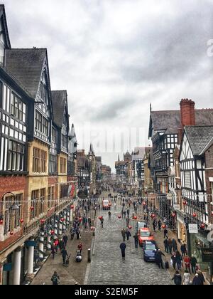 Chester street at Christmas Stock Photo