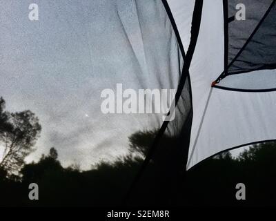View from inside the tent. Stock Photo