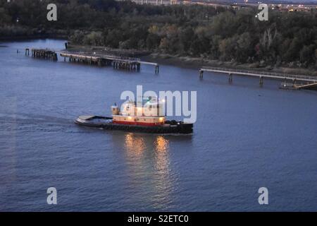 Tug boat on the Savannah River Stock Photo
