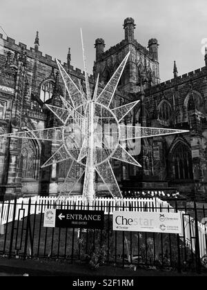 Chester cathedral at Christmas Stock Photo