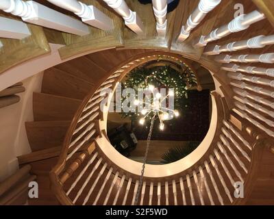 Spiral staircase with central lights Stock Photo