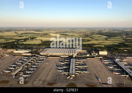 Aerial shot of Stansted airport. Stock Photo