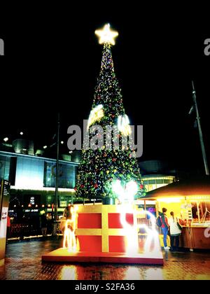 A Christmas tree in a public shopping centre. Stock Photo