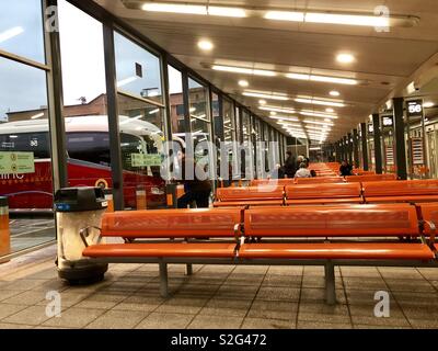 Interior, Buchanan Street bus station, Renfrew Street, Glasgow city centre, Scotland, United Kingdom. Stock Photo