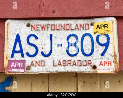 Old Newfoundland and Labrador car number plate Stock Photo
