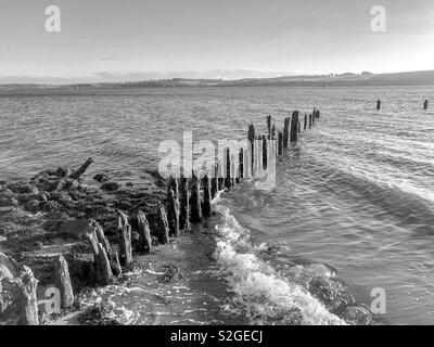 View across the River Clyde from Dumbarton shore. Scotland. UK. Stock Photo