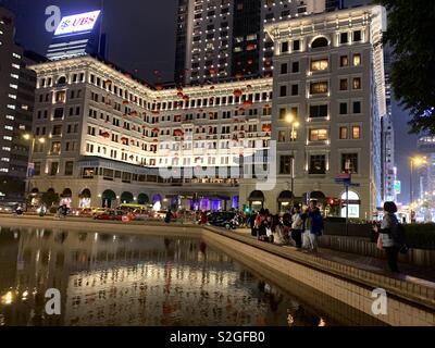 The Peninsula Hotel in Hong Kong with its 2019 Chinese New Year decorations. Stock Photo