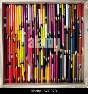 Used Colored pencils art Stock Photo