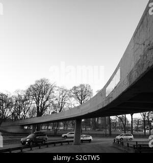 Pedestrian bridge to the Esplanade, Boston, Massachusetts, United States Stock Photo