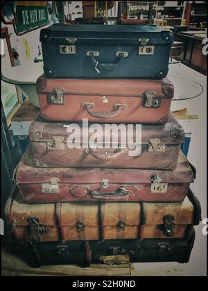 Vintage suitcases and collectibles at Toeka Stoor in Windmeul near Paarl, South Africa. Stock Photo