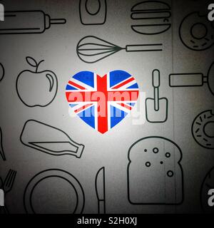 UNION JACK LOVE Heart shaped reflective sparkling English British UK ...