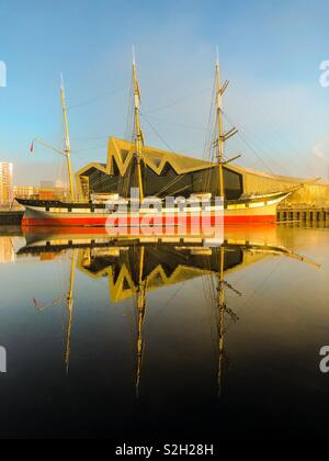 The Glenlee, Glasgow’s tall ship. View from Govan side of the River Clyde. Scotland. UK. Stock Photo