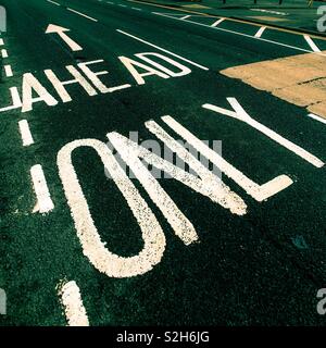 Ahead only road marking. Scotland. UK. Stock Photo