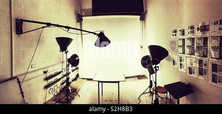 Small continuous lightning photography studio. Stock Photo