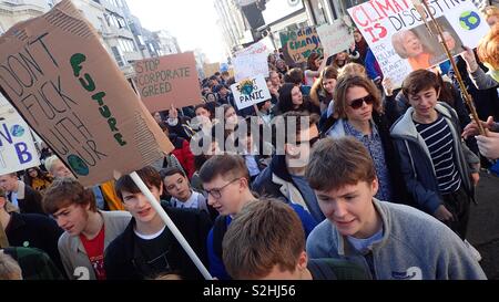 #schoolstrike4climate march, Brighton, East Sussex, UK, 15th February 2019. Stock Photo