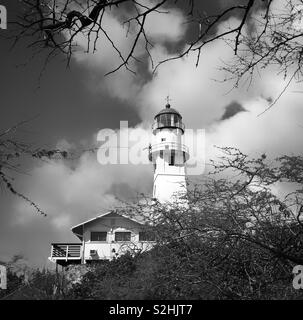 Diamond Head Lighthouse in black and white Stock Photo