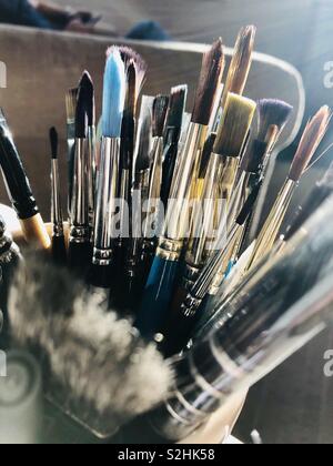 Paint brushes in a pot Stock Photo