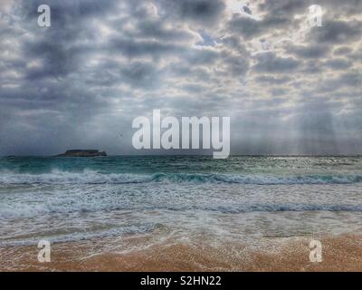 Winter sky and sea in the algarve Stock Photo