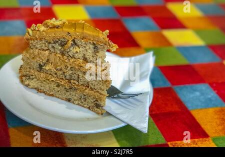 Coffee and walnut cake. Stock Photo