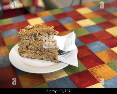 Coffee and walnut cake. Stock Photo