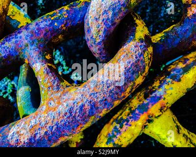 Rusty mooring chain. Scotland. UK. Stock Photo