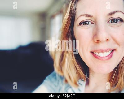Smiling woman close up Stock Photo