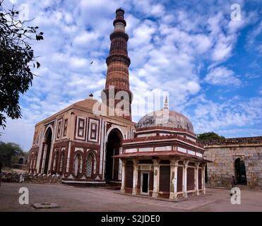 Qutub minar,Alai darwaza,and Imam zamin's tomb in New Delhi, India Stock Photo