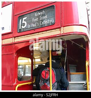 Vintage London Routemaster bus still being used occasionally on London roads Stock Photo