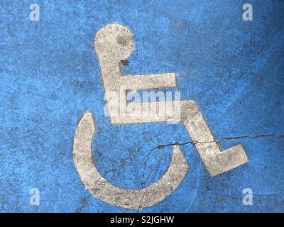 Handicapped sign on a parking zone of Bucharest Stock Photo