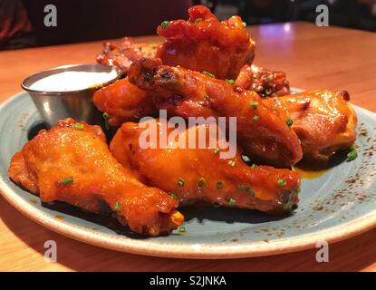 Hot spicy chicken wings Stock Photo
