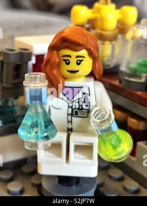 Female scientist in a lab with medical facilities.  Hospital or medicine research and breakthrough.  NHS healthcare politics and nurses and doctors.  Virus coronavirus Stock Photo