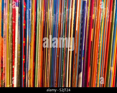 Shelf full of many of children’s paperback books. Stock Photo