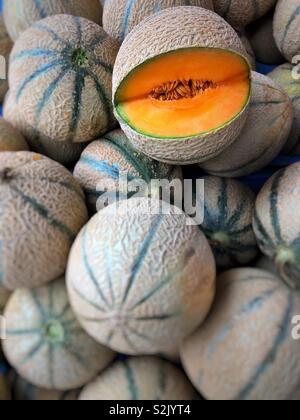 Melons for sale Stock Photo