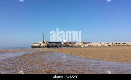 Margate Harbour Arm at low tide Stock Photo