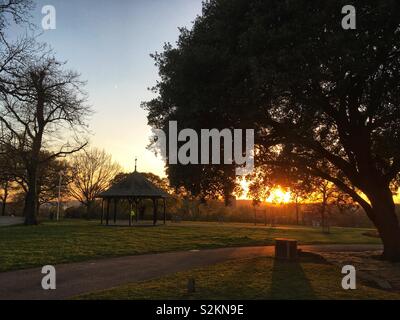 Sunset in Mountsfield Park in Lewisham, London in England Stock Photo