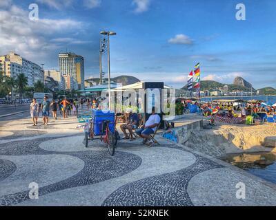 Copacabana beach promenade in Rio de Janeiro, Brazil. Stock Photo