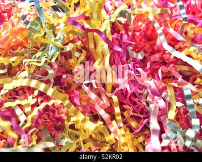 A closeup of colorful shredded paper Stock Photo