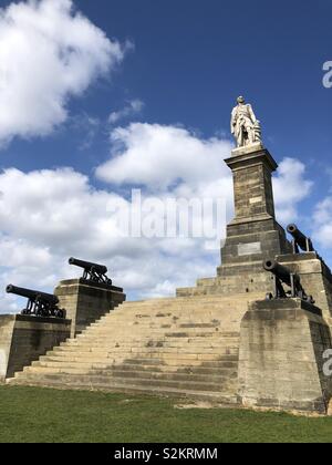 Historical Statue of Admiral Lord Collingwood on Pier Road, Tynemouth. Stock Photo