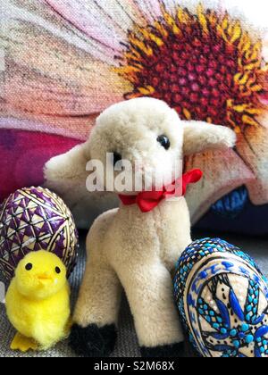 Easter lamb and chick. Stock Photo