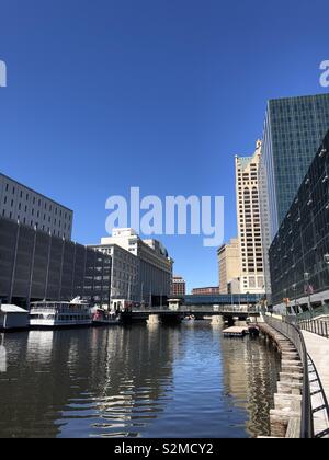 Riverwalk Milwaukee Wisconsin Stock Photo