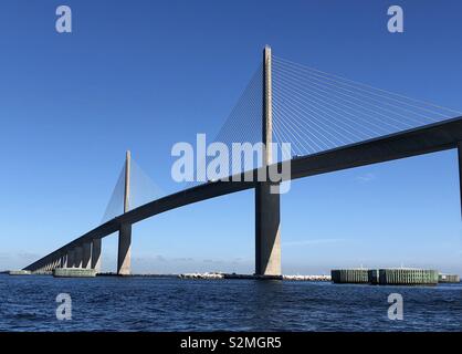 The Sunshine Skyway bridge spans Tampa Bay, Florida. Stock Photo