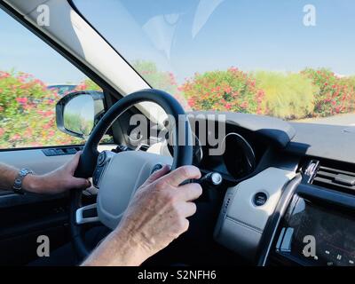Driving a car in summer Stock Photo